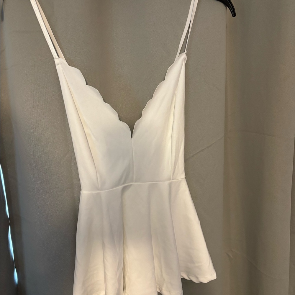 White Scalloped Sleeveless Top